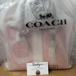 Coach Pink Leather-Look Tote Bag with Top Handles